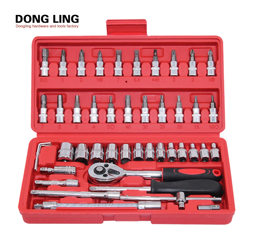 Low MOQ 46 PCS 1/4" Torque Wrench Socket Set Household Bike Bicycle Repairing with Plastic Tool Box