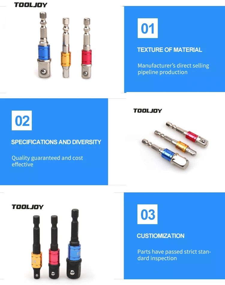 8PCS/Set CRV Impact Driver Drill Bit Socket Adapter Power Set Hex Shank to 1/4" 3/8" 1/2" Extension Drill Bits